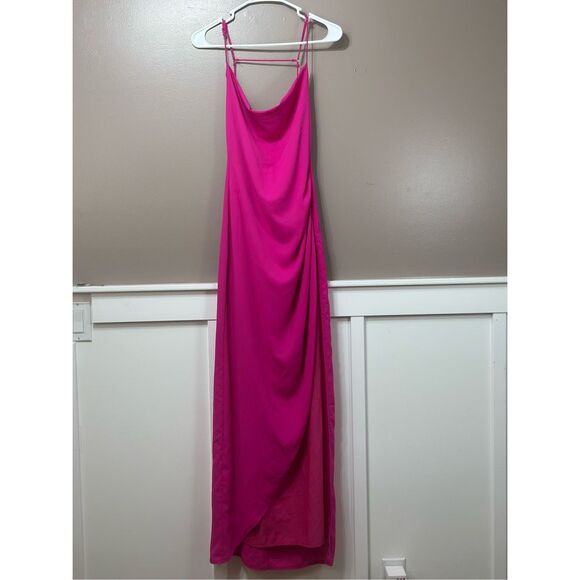 NWOT MORE TO COME Catalina Wrap Hot Pink Maxi Dress Women's Small - Picture 4 of 13